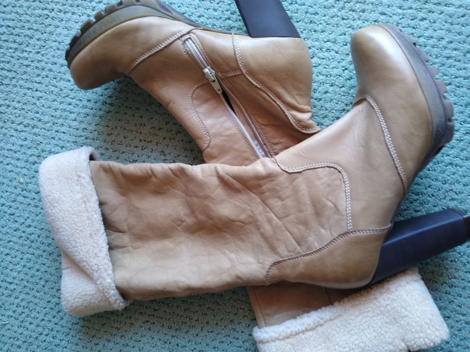 Kozaki długie na obcasie ,skóra