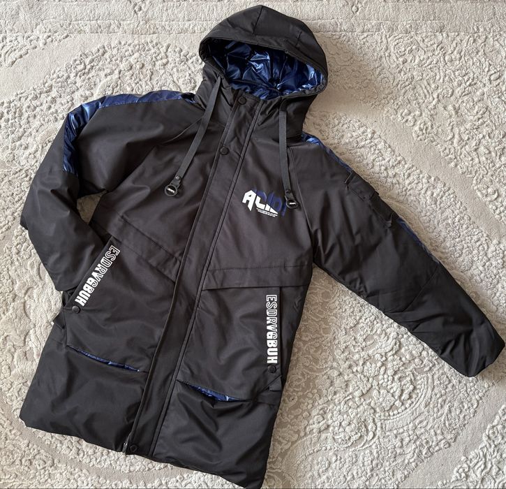 Зимова подовжена куртка пальто для хлопчика 150-180