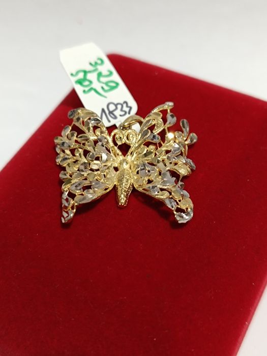 Złoty wisiorek ażurowy Motyl, złoto próby 586