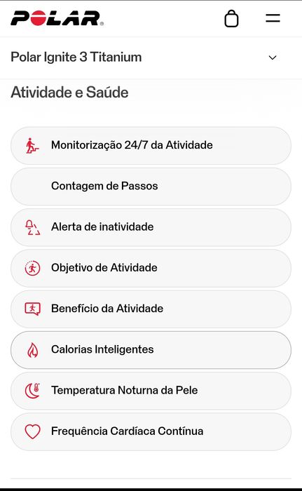 Relógio Polar Ignite 3 Titanium