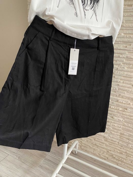 Lemonada 100 % len   nowe lniane bermudy black - czarne