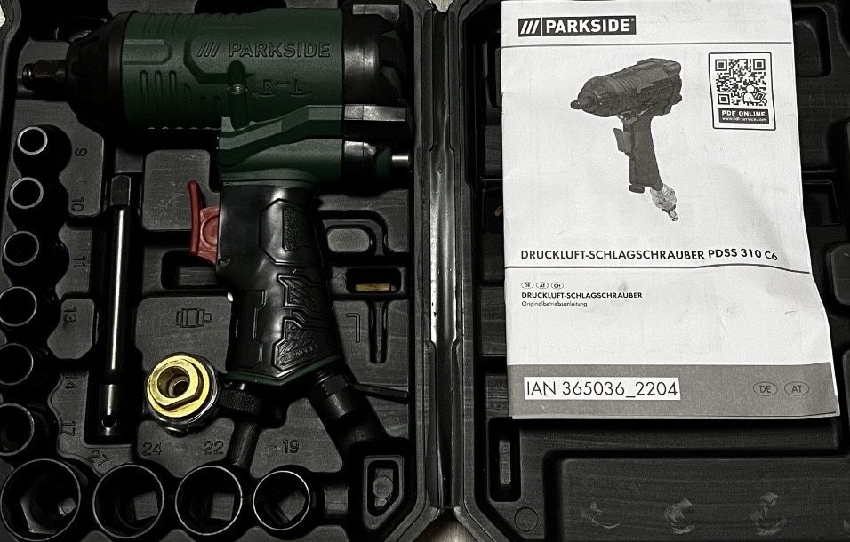 Пневмогайковерт ударний Parkside PDSS 310 з головками Німетчина/імпакт