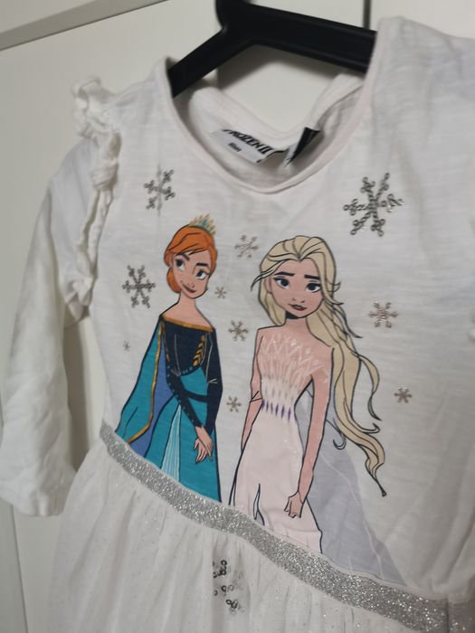 Sukienka Disney Frozen 116cm 122cm Kraina lodu cekiny brokat piękna