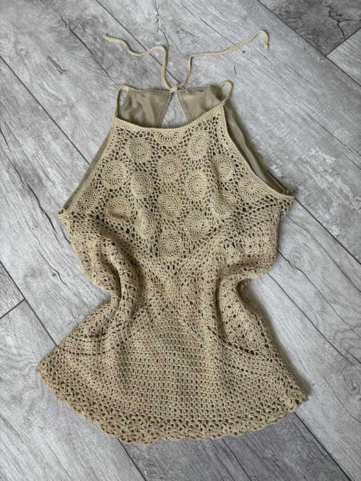 Top letni haftowany khaki