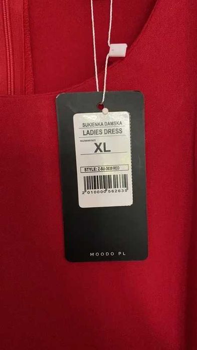 Sukienka codzienna Moodo 42 XL czerwona długi rękaw biurowa