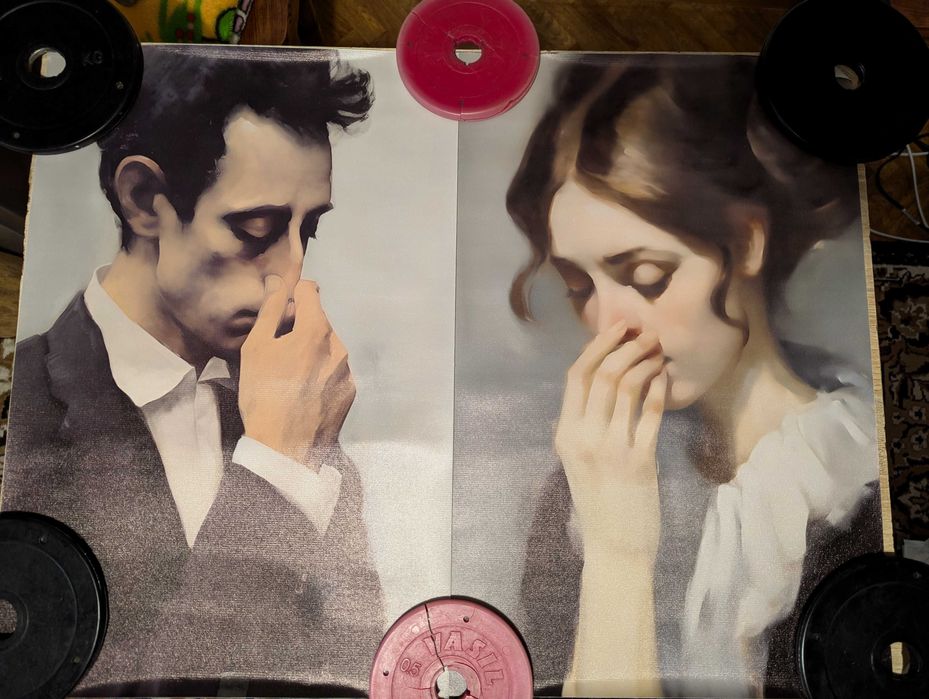 Картина пвх из двух частей в ванную комнату, картина в уборную, 60*40