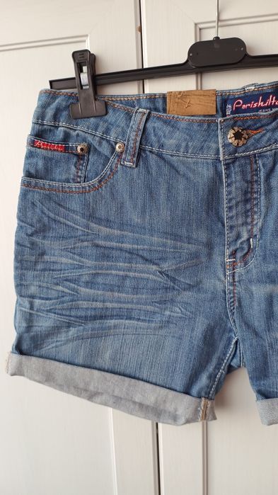 Jeansowe spodenki z mankietami xl