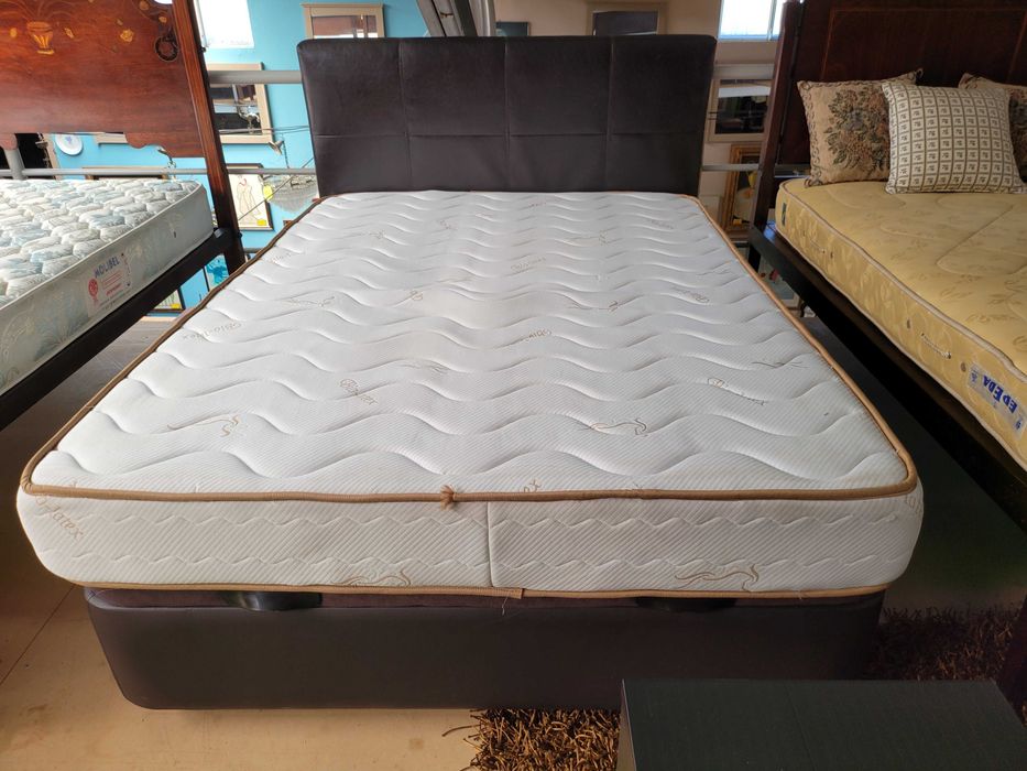 Double bed base with storage, headboard, and mattress – Complete set64409328522753121