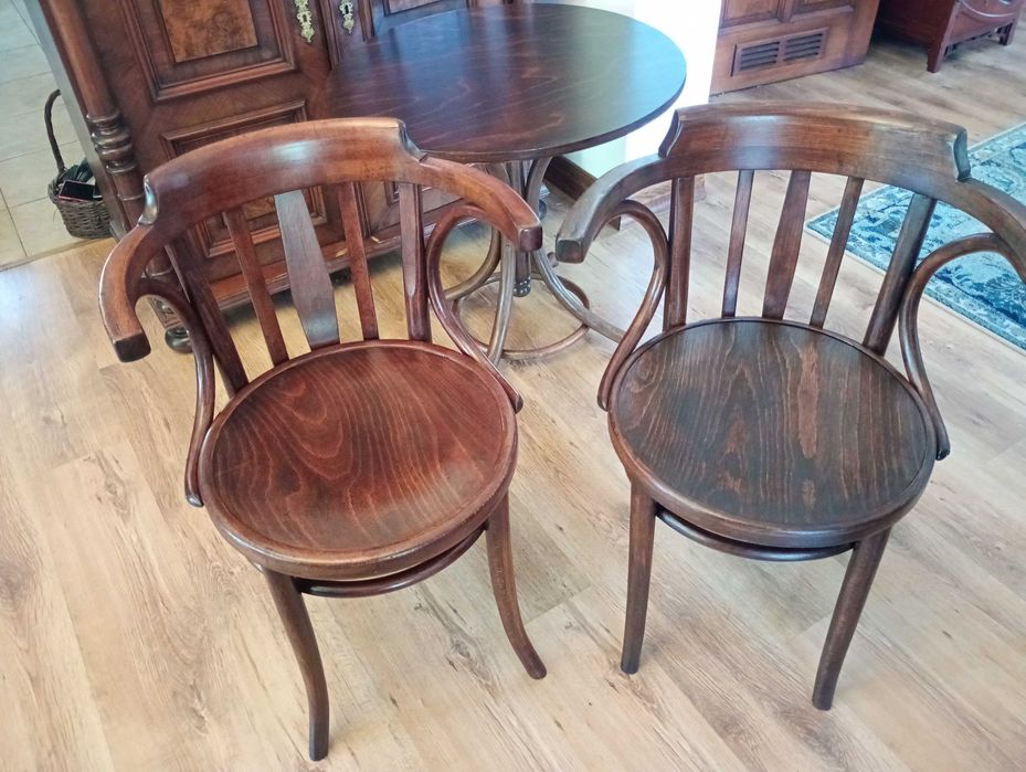Dwa gięte foteliki Oryginały z epoki.  Mundus, Thonet.