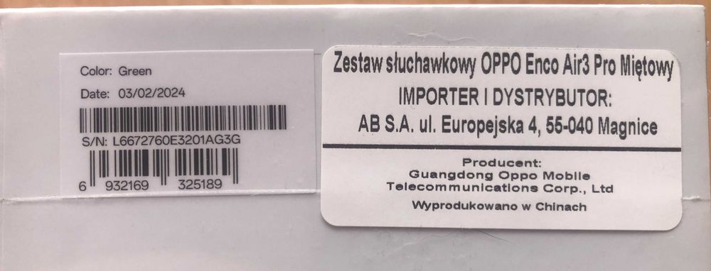 Słuchawki Oppo Enco Air 3 Pro - Miętowe