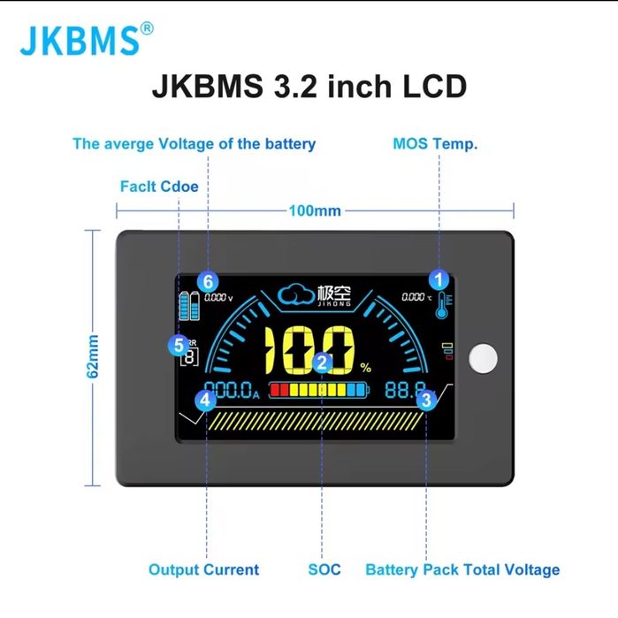 У наявності! Яскравий дисплей 3.2" jk display монітор екран BMS JiKon
