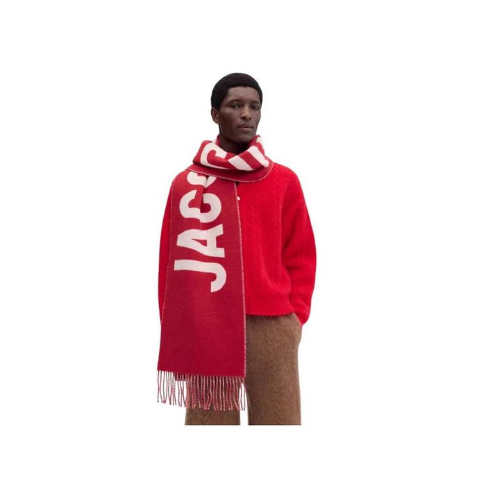 Шарф Jacquemus Logo Jacquard Fringed Edge Scarf Red