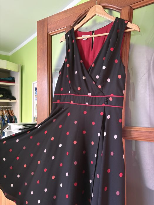 Czarna sukienka w groszki moonson rozm 42 XL