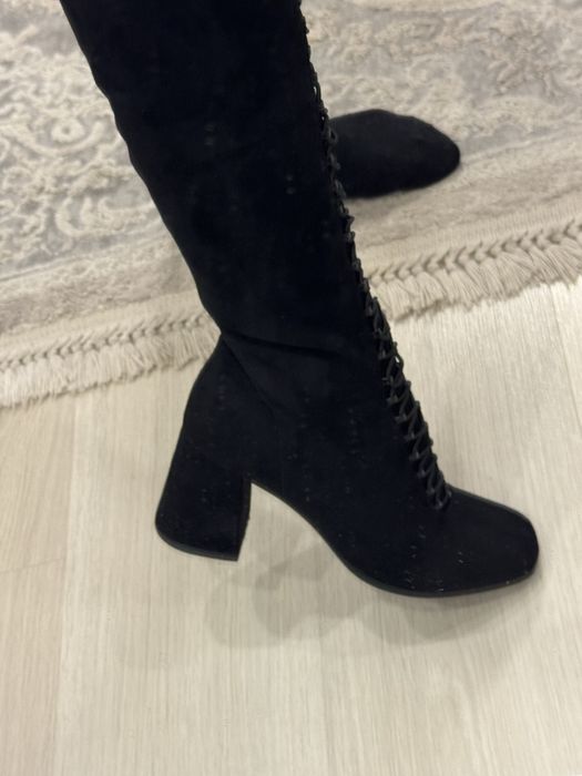 Замшеві чоботи ботфорти