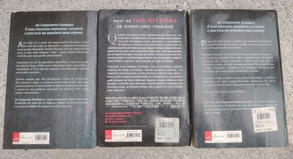 3 livros As Cinquenta Sombras