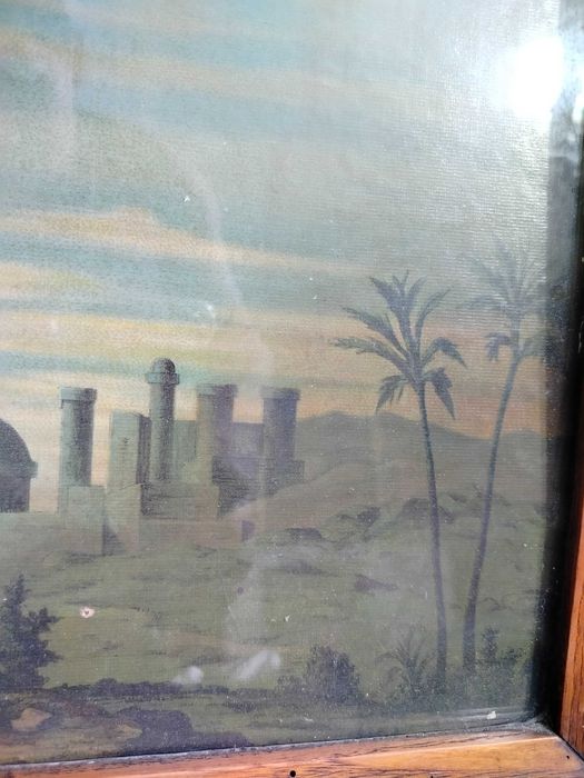 Stary duży obraz Jezus na krzyżu oleodruk OS1009