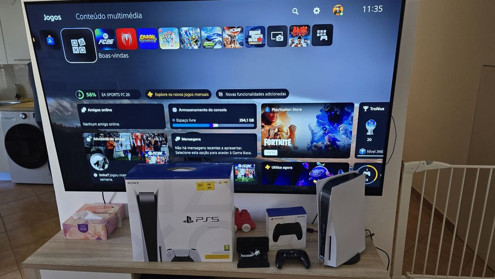 Playstation 5 c/ comando preto