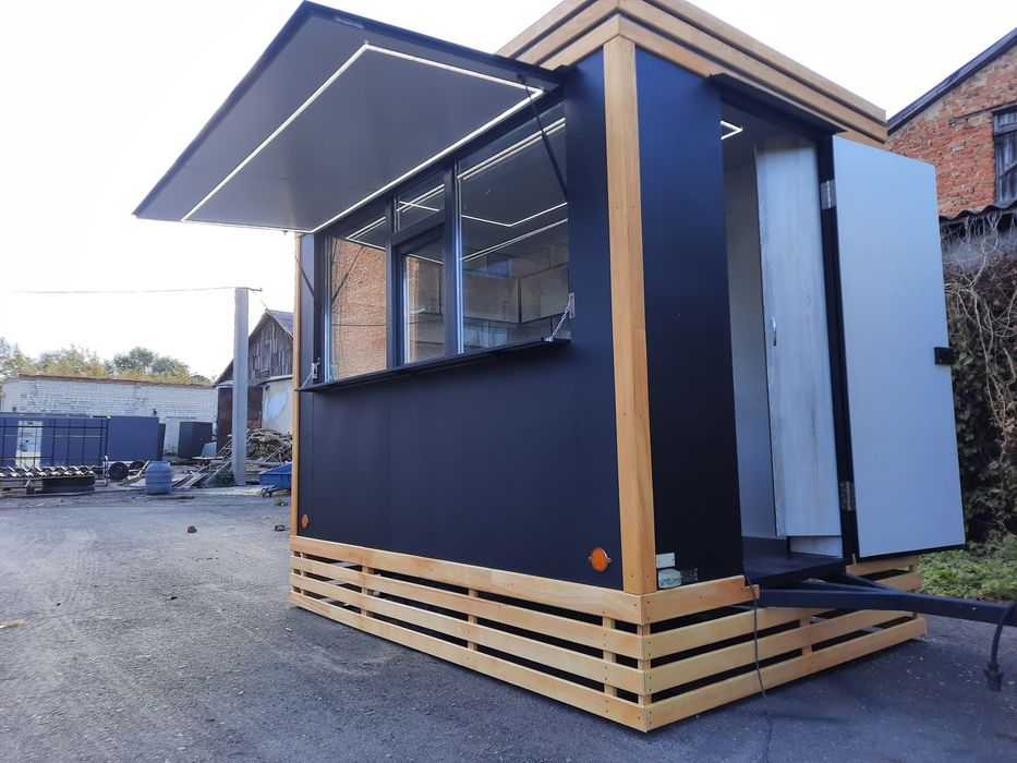 Тоговий кіоск причіп, маф, купава, фасфуд, кавярня з деревяним декором