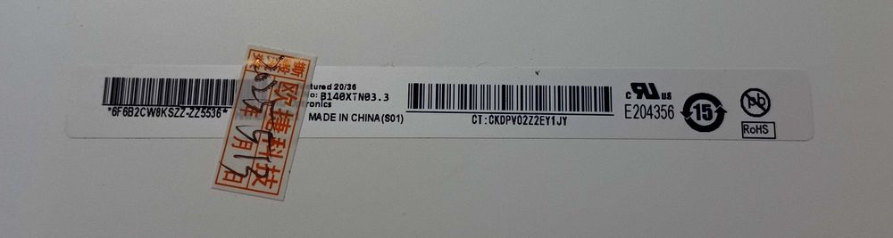 Monitor LCD LED para Portátil Laptop 14" Matte B140XTN03.3 30Pins