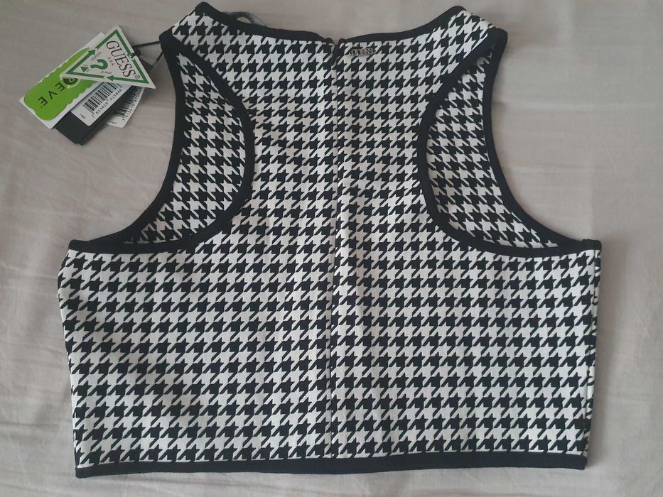 NOWA oryginalna bluzeczka Guess top topik GG pepitka t-shirt M prezent