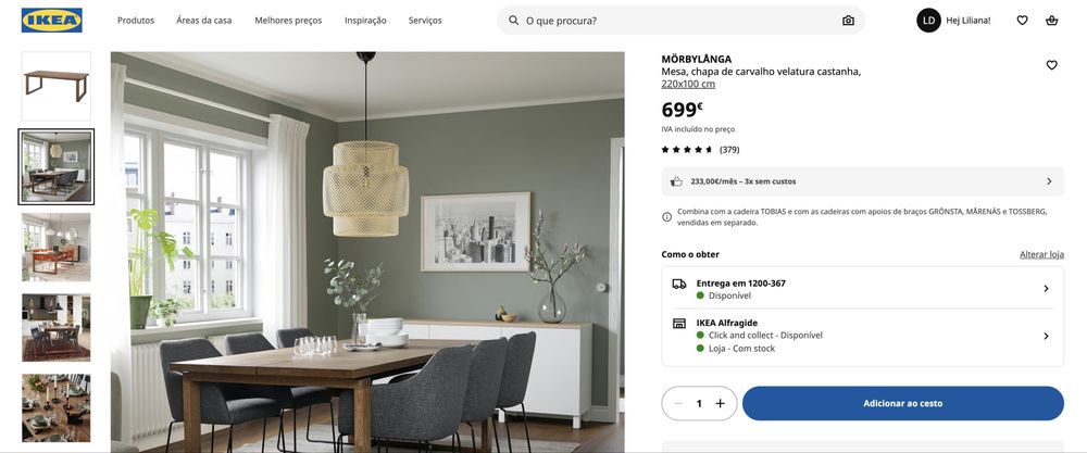 Mesa grande de jantar / estar