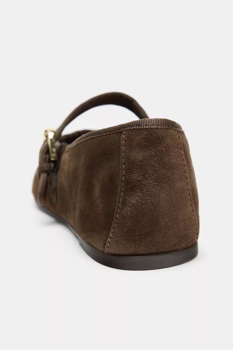 Замшеві балетки zara, коричневі замшеві балетки zara