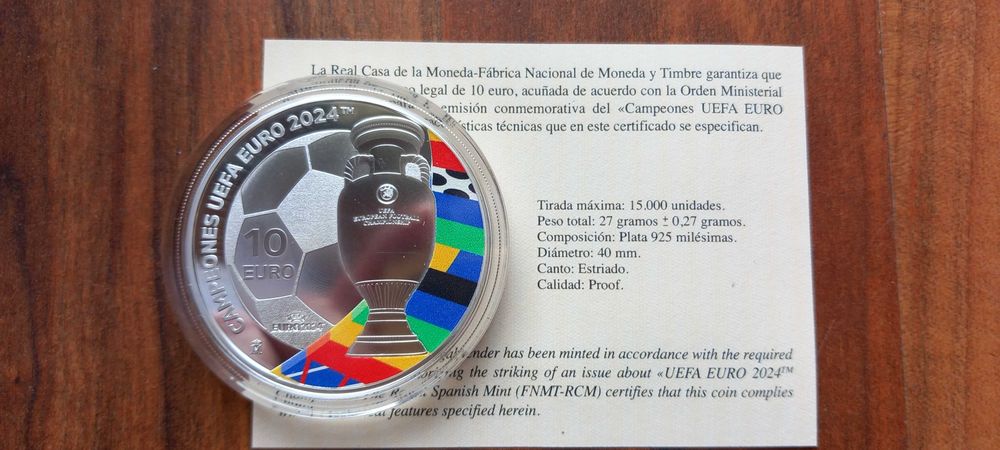 Moeda 10€ Espanha "Campeões da Europa 2024"