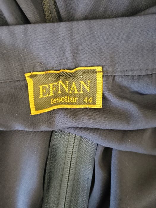 Długi granatowy jesienny damski płaszcz z kapturem r. XL/XXL 42/44