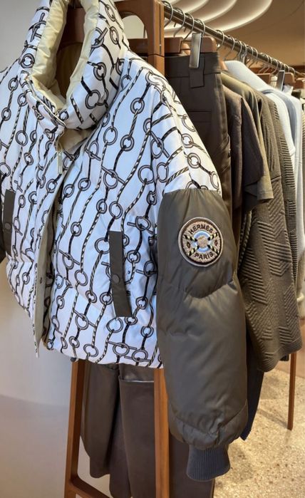 Hermès пуховик (36) з принтом ланцюгів chain motif