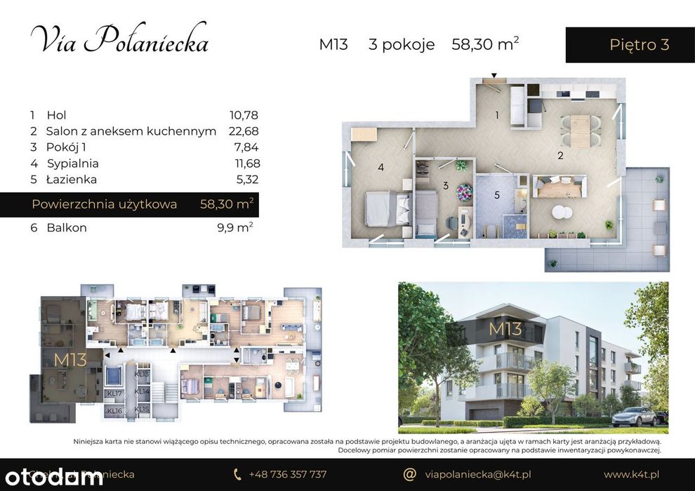 Via Połaniecka - nowe mieszkanie 3-pokojowe z balkonem 9,90m²