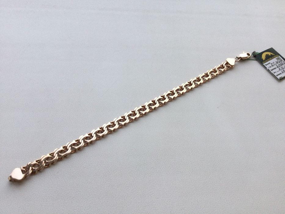 ЗОЛОТОЙ БРАСЛЕТ. 22,5см. Золото 585 пр. Вес: 24,11г. Арабский бисмарк.