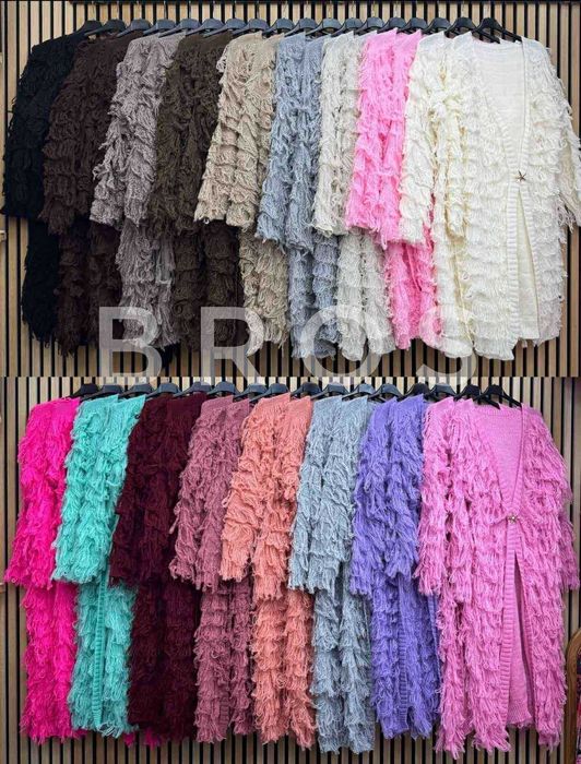 Kardigany długie z frędzlami oversize/uniwersalny