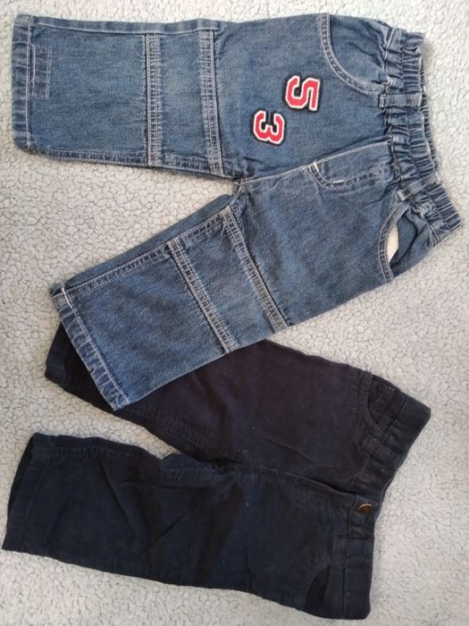 2x SPODNIE 68 JEANSOWE SZTRUKSOWE spodnie spodenki jeans sztruks