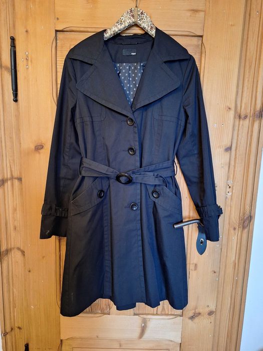 H&M Płaszcz trencz roz 38/40 oladna mocna czerń
