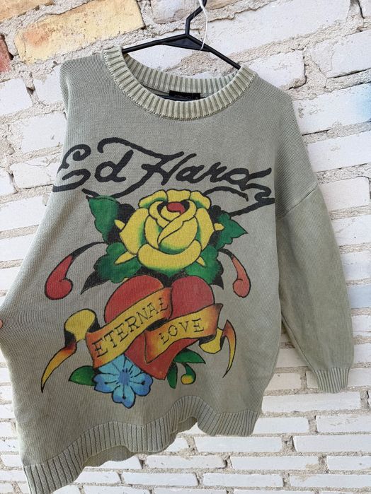 Sweter Ed Hardy Y2K Christian Audigier 100% Bawełna  Size: M 70x59 cm Długość x Szerokość