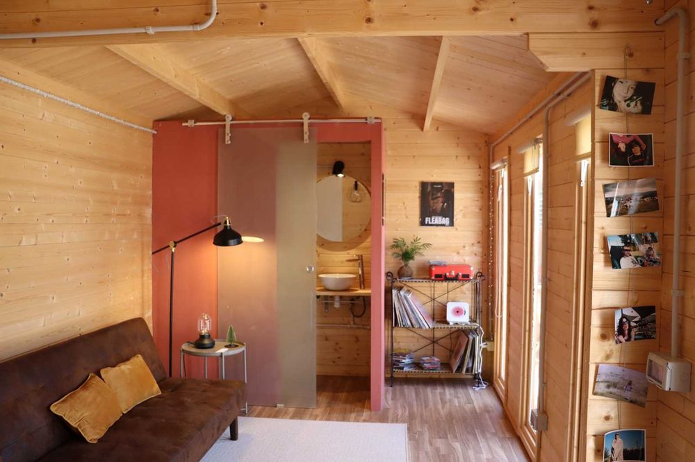 Cabana modular de madeira, escritório Exterior de 17,2 m2