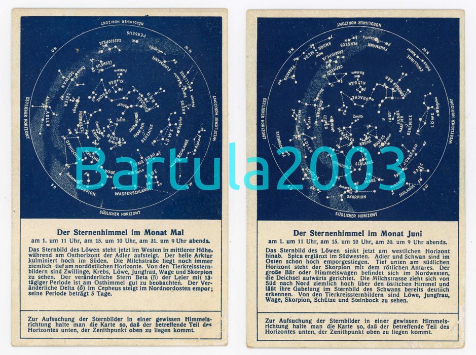 Pocztówki - Kolekcja - Nocne niebo w ciągu 12 miesięcy z 1920 r UNIKAT