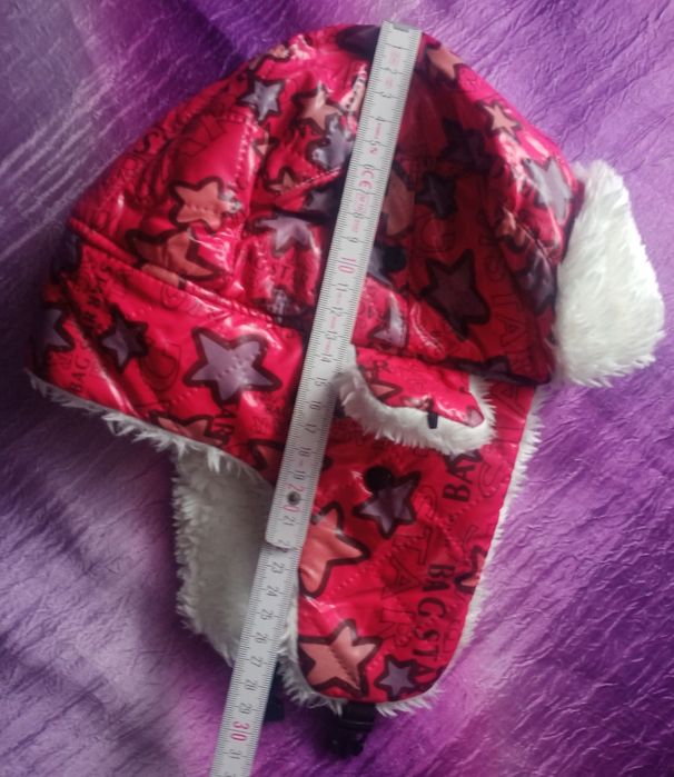 Nowa, ciepła czapka dziecięca uszatka w kolorowe gwiazdki,pilotka