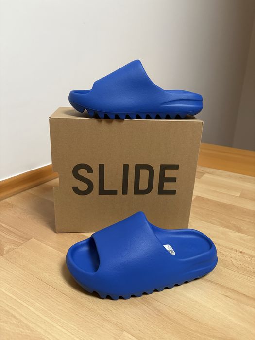 Buty klapki adidas yeezy slide azure 12US 47 niebieskie