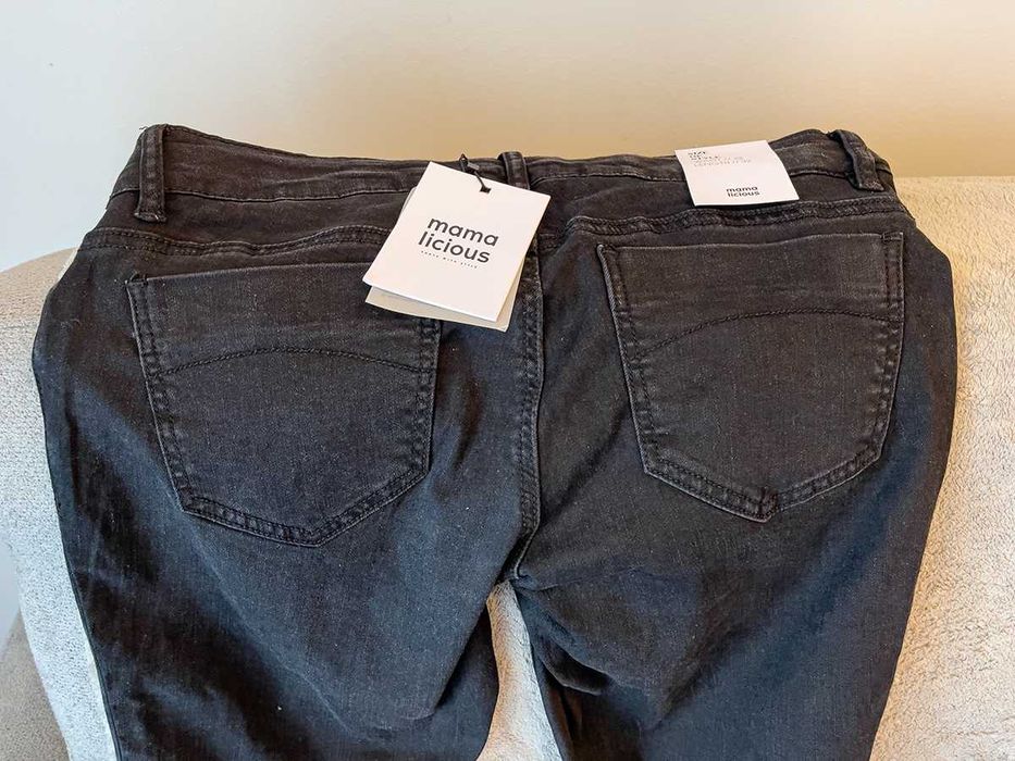 jeansy rurki czarne mamalicious 28/32 36/38 stretch ciążowe