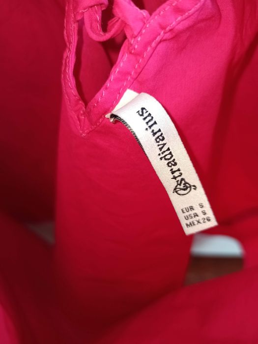 Top rosa fuscia com folhos S Stradivarius Novo