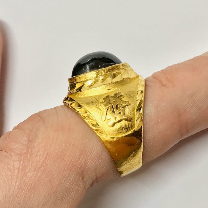 Złoty SYGNET 22K pierścień męski Chiński Tradycyjny r. 13