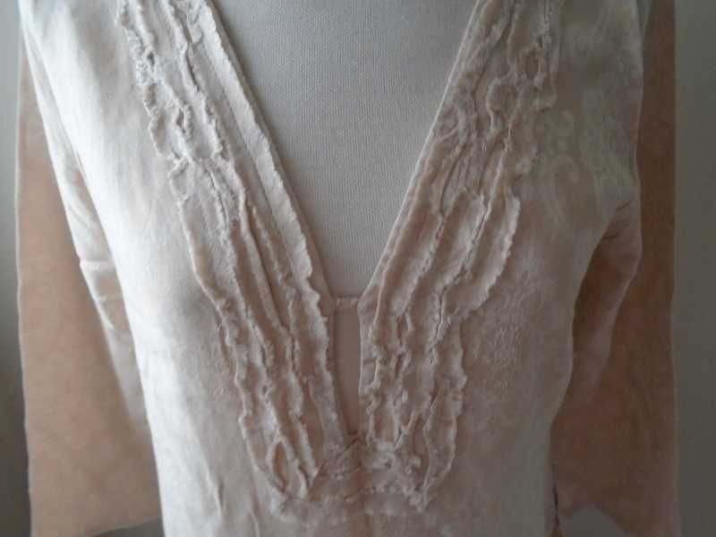 Túnica Zara padrão em bege e branco