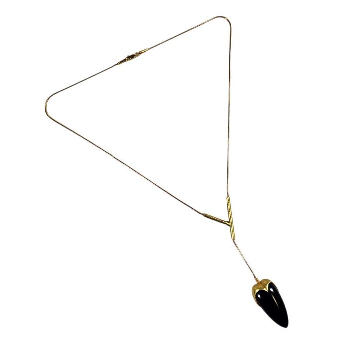 Niesamowity złoty naszyjnik z onyksem 585 - 44cm - 17,50g