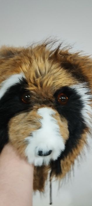 Czapka zimowa uszatka z ogonem Panda  Ruda