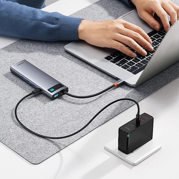 Hub 11w1 Baseus Metal Gleam Series Usb-c do Usb-c Pd / 3x Usb-a 3.0 /