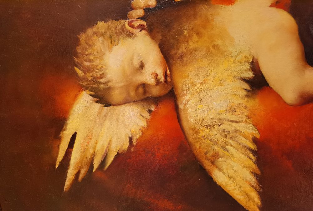 Obraz olejny S. Rimaszewskiego "Skowronek 2", 70x70cm