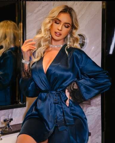 Атласний халат з відкритою спинкою 222/37