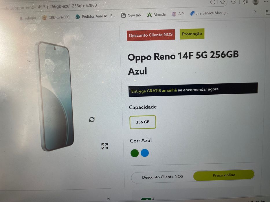 Telemóvel Oppo Reno 14F 5 G 256 GB Azul