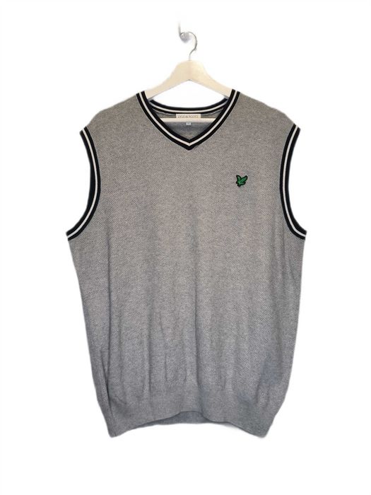 Sweter Lyle Scott Bezrękawnik Kamizelka Szara Logo L